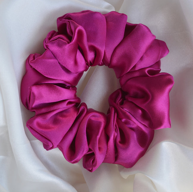 Bright Purple Color Premium Satin Scrunchie Regular Size - Soft & Silky Hair Accessory