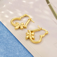 Anti-Tarnish Stainless Steel Heart Shaped Butterfly Initial Hoop Earrings – 18K Gold Plated