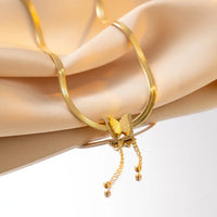 Stainless Steel Butterfly Long Tassel 18K Gold Plated Necklace