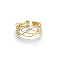 Casual Simple Style Lines Alloy Pearl Gold Plating Open Ring