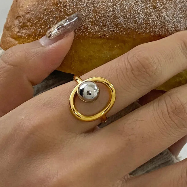 Celeste Dual-Tone Adjustable Ring – Anti-Tarnish 304 Stainless Steel