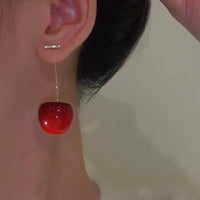 Cherry Fruit Hanging Drop Earring For Women