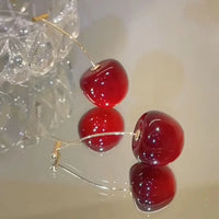 Cherry Fruit Hanging Drop Earring For Women