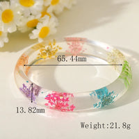 Clear Resin Bangle Bracelet with Pressed Colorful Flowers