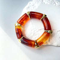 Coffee Resin & Acrylic Smudged Texture Stretch Bracelet