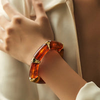 Coffee Resin & Acrylic Smudged Texture Stretch Bracelet