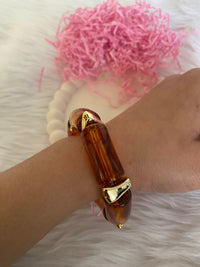 Coffee Resin & Acrylic Smudged Texture Stretch Bracelet