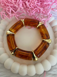 Coffee Resin & Acrylic Smudged Texture Stretch Bracelet