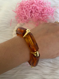 Coffee Resin & Acrylic Smudged Texture Stretch Bracelet