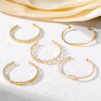 Combo Pack Of Five Gold Plated Open Adjustable Bracelet Set