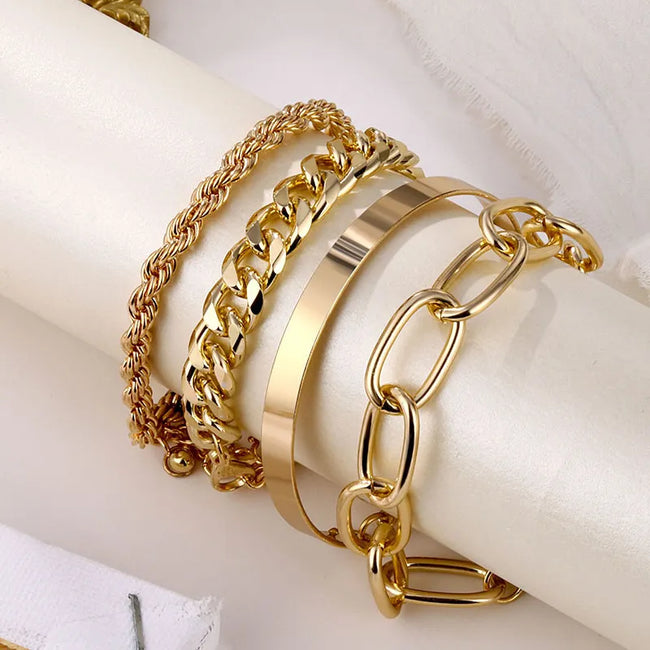 Combo Pack Of Four Gold Plated Adjustable Bracelet Set