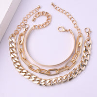 Combo Pack Of Three Gold Plated Hip-hop Style Adjustable Bracelet Set