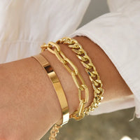 Combo Pack Of Three Gold Plated Hip-hop Style Adjustable Bracelet Set