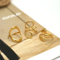 Combo Pack of 3 beautiful 304 Stainless Steel Geometric Adjustable Rings
