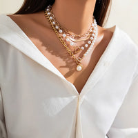 Combo Set Of Four Gold Plated Layered Necklaces For Women