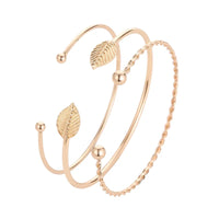 Combo Set Of Three Twist Leaf  Geometric Open Bracelet
