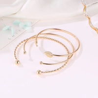 Combo Set Of Three Twist Leaf  Geometric Open Bracelet