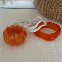 Combo Set of 3 Resin Bracelets – Orange & White Geometric Stack