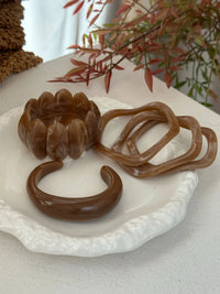 Combo Set of 3 Resin Brown Geometric Bracelets – Wear Together or Solo