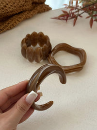 Combo Set of 3 Resin Brown Geometric Bracelets – Wear Together or Solo