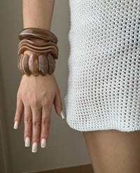 Combo Set of 3 Resin Brown Geometric Bracelets – Wear Together or Solo