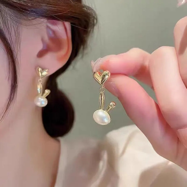 Cute Gold Plated Pearl Drop Korean Earring