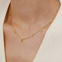 Dainty Rectangle Crystal Drop Charm Anti-Tarnish Necklace
