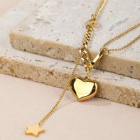 Dainty Love Heart Pendant 18K Gold Plated Stainless Steel Anti-Tarnish Necklace