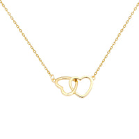 Double Love Heart Pendant 18K Gold Plated Stainless Steel Necklace