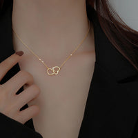Double Love Heart Pendant 18K Gold Plated Stainless Steel Necklace