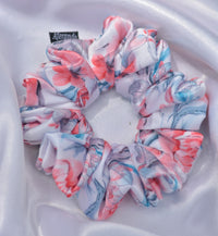 Dreamy Flower Leaf Print Premium Quality Satin Scrunchie