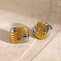 Dual-Tone 304 Stainless Steel Stud Earrings