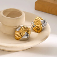 Dual-Tone 304 Stainless Steel Stud Earrings