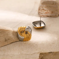 Dual-Tone 304 Stainless Steel Stud Earrings