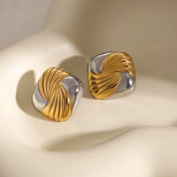 Dual-Tone 304 Stainless Steel Stud Earrings