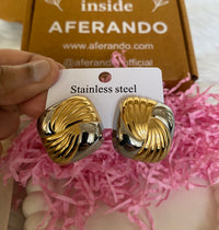 Dual-Tone 304 Stainless Steel Stud Earrings