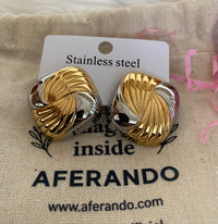 Dual-Tone 304 Stainless Steel Stud Earrings