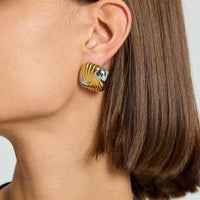 Dual-Tone 304 Stainless Steel Stud Earrings
