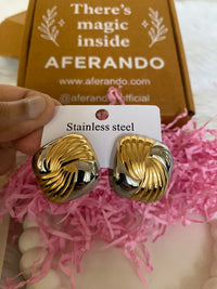 Dual-Tone 304 Stainless Steel Stud Earrings