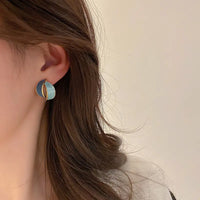 Duel Color Enamel Geometric Stud Earring