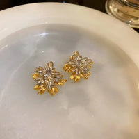 Elegant Flower Gold and Silver Plated Duel Tone Stud Earring