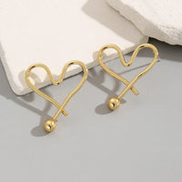 Elegant Glam Heart Shape Gold Plated Stud Earring