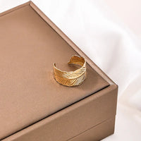 Elegant Retro Style Leaves Gold Plated  Adjustable Opening Rings