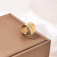 Elegant Retro Style Leaves Gold Plated  Adjustable Opening Rings