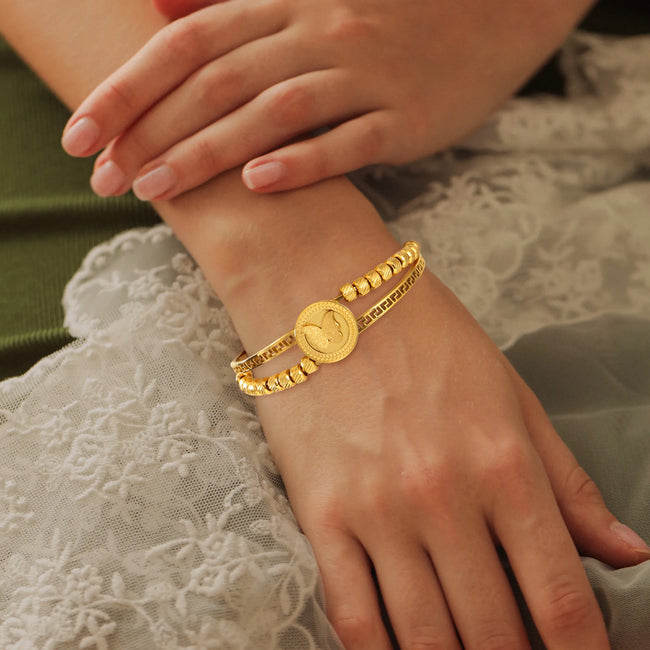Elegant Round Butterfly Stainless Steel Bracelet