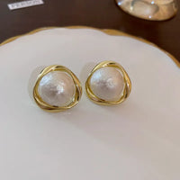 Elegant Uneven Texture Pearl Alloy Stud Earring