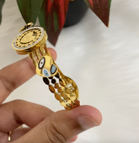 Anti-Tarnish 18K Gold-Plated Elegant Watch-Style Stainless Steel Evil Eye Bracelet