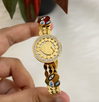 Anti-Tarnish 18K Gold-Plated Elegant Watch-Style Stainless Steel Evil Eye Bracelet