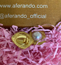 Elle Pearl Rectangle Stud Earrings – 18K Gold Plated