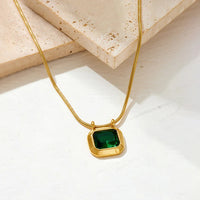 Esme Emerald Green Crystal Pendant Necklace — Anti-Tarnish 18K Gold Plated, Won't Turn Skin Green